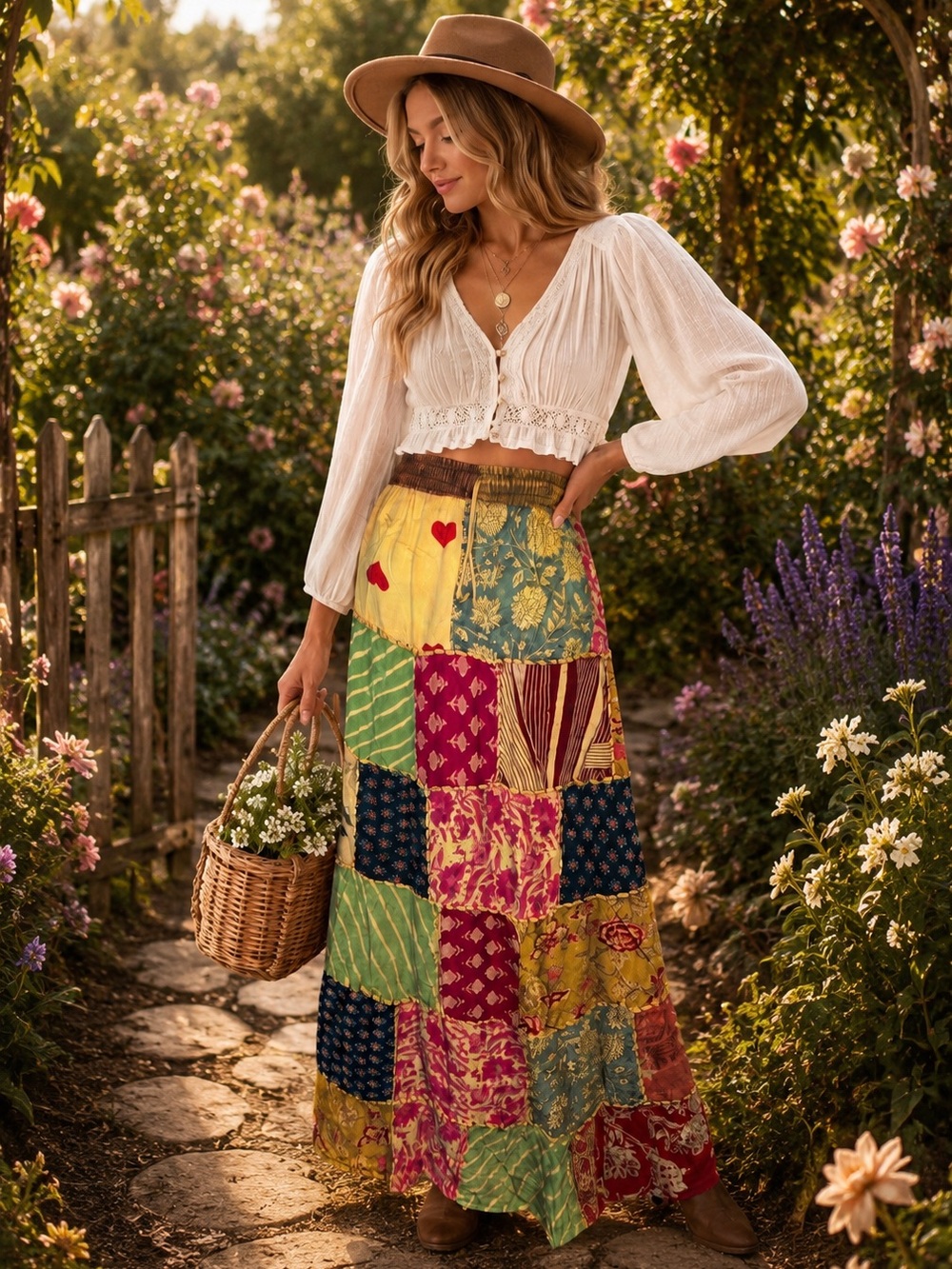 Patchwork Maxi Skirt - Multicolor